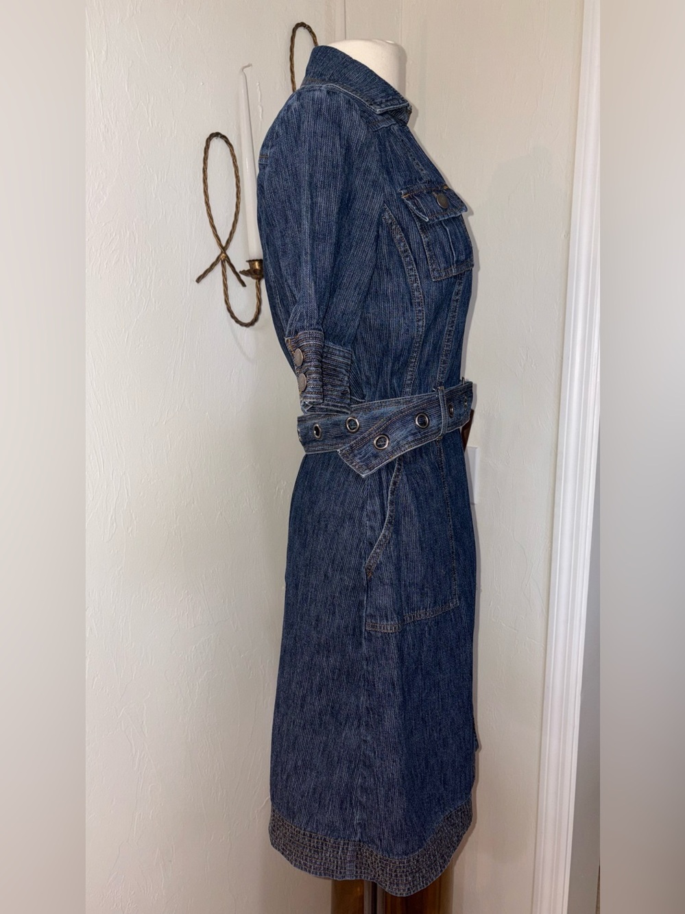Diane Von Furstenberg Denim Wrap Dress Belted Cotton Size 4 - Picture 3 of 11